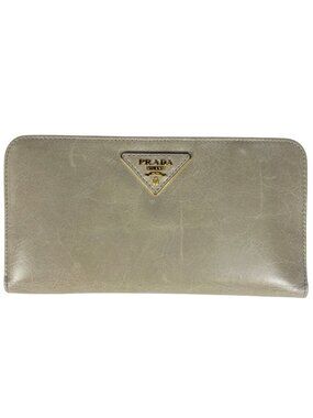 Prada Wallet Bifold Leather Gray